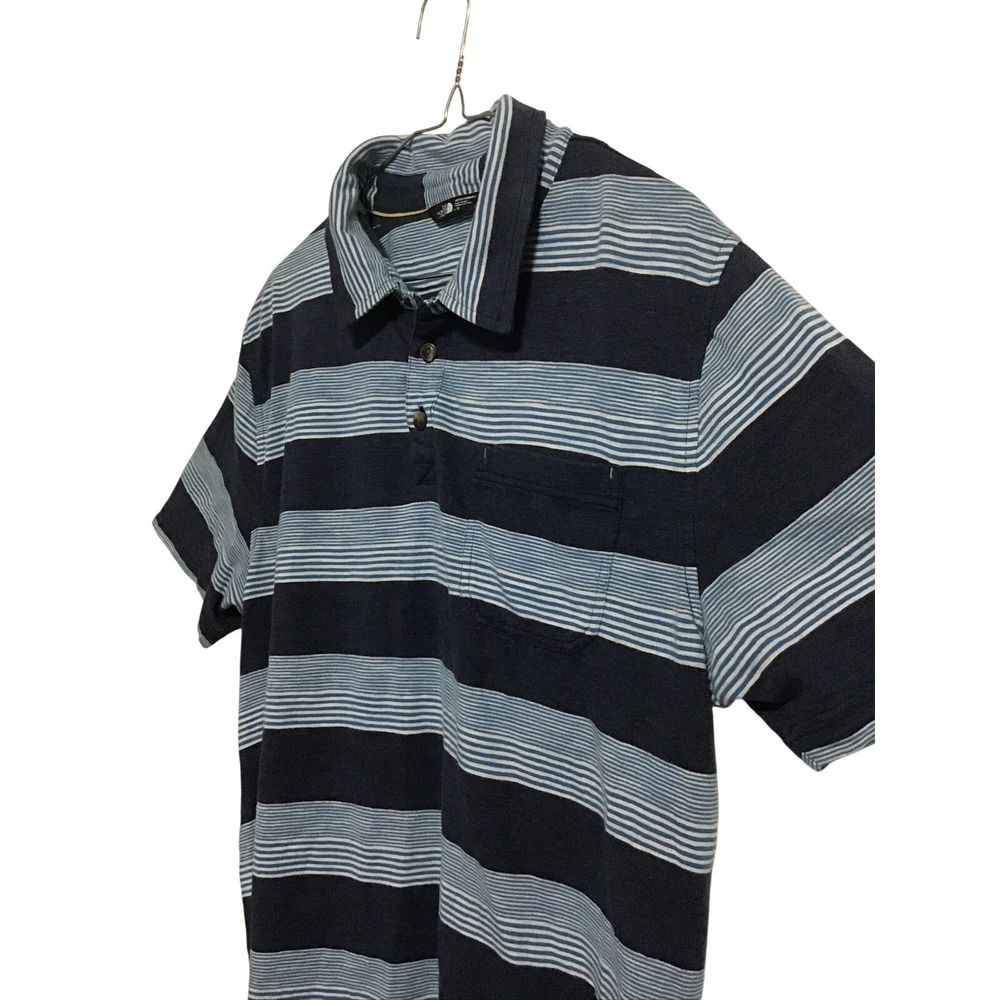 The North Face Polo Shirt Mens Large Blue Striped Short Sleeve Pocket Gorpcore - Picture 7 of 10